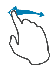 Wischende Bewegung zum Blättern Bild zeigt eine Hand mit abgespreiztem Zeigefinger, dass eine wischende Bewegung andeutet